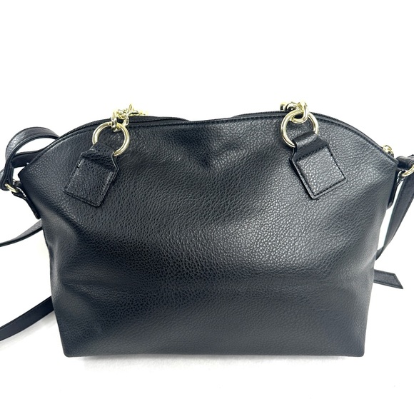 Juicy Couture Black Faux Leather Medium Shoulder Bag Goldtone Chain Strap - Picture 6 of 12